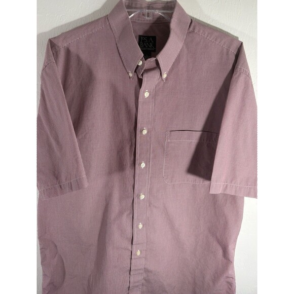 Jos A Banks Men’s Large Traveler Classic Tartan Red Button Down Cotton Shirt - Picture 5 of 7